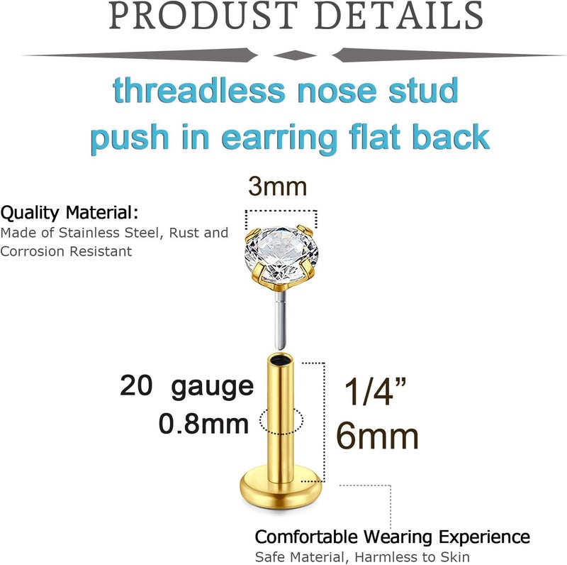 QWALIT Piercing Taper Threadless Insertion Tool - Titanium Labret Pin 16g, 18g, 20g - Image 2